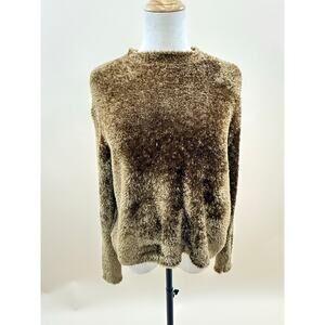 Prologue Brown Fuzzy Crew Neck Sweatshirt